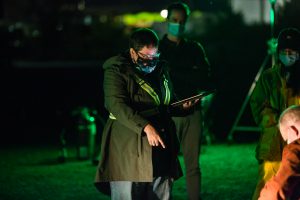 Thirza Directing on set of Kwêskosîw (she whistles)